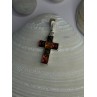 925 Sterling Silver Amber Cross Pendant Length 1.50 inch