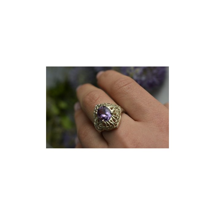 925 Sterling Silver Purple Tourmaline Ring Size 8