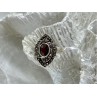 925 Sterling Silver Garnet & Marcasites Ring Size 7