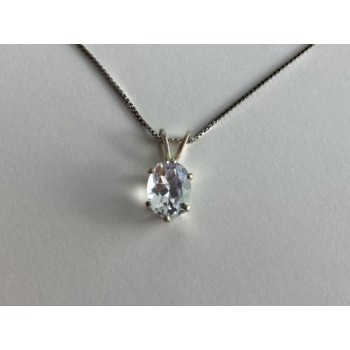 925 Sterling Silver White Tourmaline (Achroite) Chain with Pendant