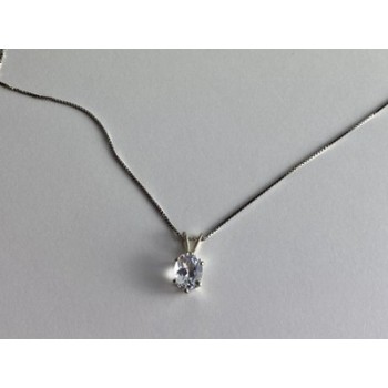 925 Sterling Silver White Tourmaline (Achroite) Chain with Pendant