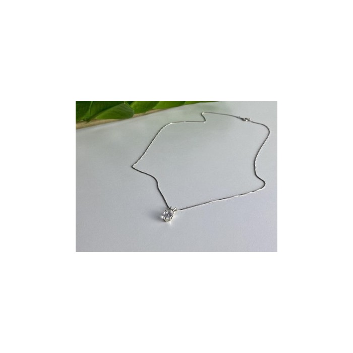 925 Sterling Silver White Tourmaline (Achroite) Chain with Pendant
