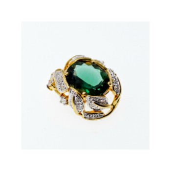 925 Sterling Silver Gold Plated Emerald & CZ Pendant