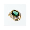 925 Sterling Silver Gold Plated Emerald & CZ Pendant