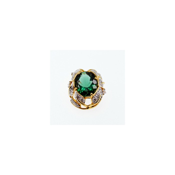 925 Sterling Silver Gold Plated Emerald & CZ Pendant