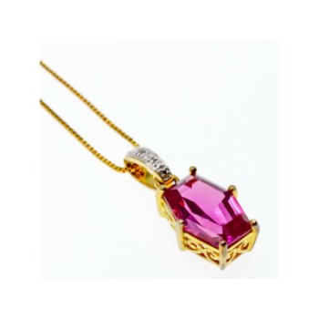 925 Sterling Silver Gold Plated Spinel Chain With Pendant