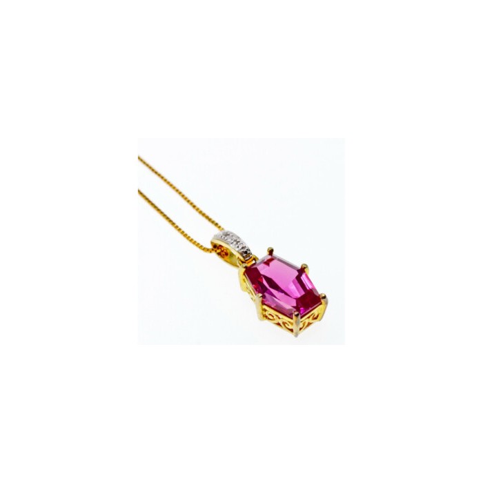 925 Sterling Silver Gold Plated Spinel Chain With Pendant