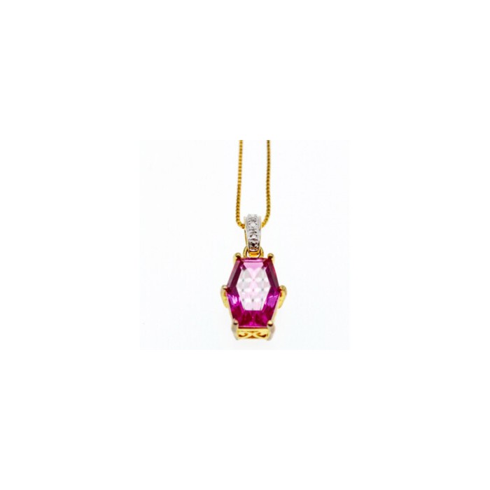 925 Sterling Silver Gold Plated Spinel Chain With Pendant