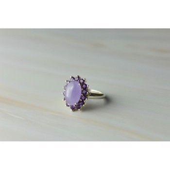 925 Sterling Silver Amethyst Quartz & Purple Tourmaline Ring Size 6.75