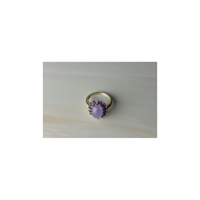 925 Sterling Silver Amethyst Quartz & Purple Tourmaline Ring Size 6.75