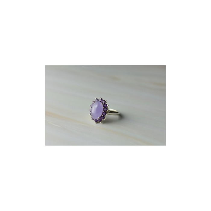 925 Sterling Silver Amethyst Quartz & Purple Tourmaline Ring Size 6.75