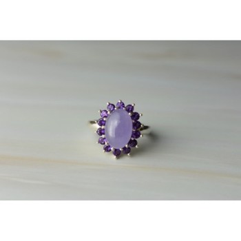 925 Sterling Silver Amethyst Quartz & Purple Tourmaline Ring Size 6.75