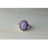 925 Sterling Silver Amethyst Quartz & Purple Tourmaline Ring Size 6.75