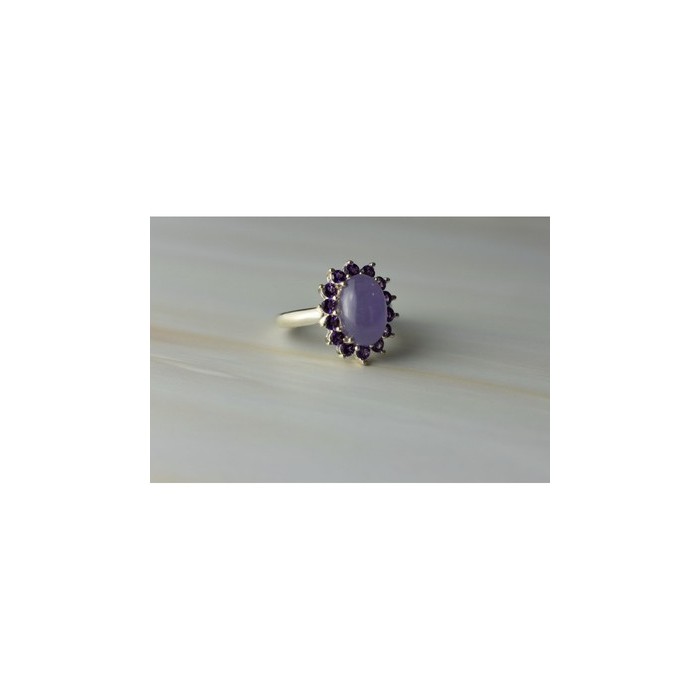925 Sterling Silver Amethyst Quartz & Purple Tourmaline Ring Size 6.75