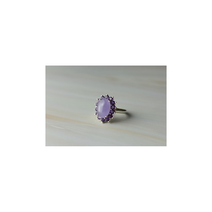 925 Sterling Silver Amethyst Quartz & Purple Tourmaline Ring Size 6.75
