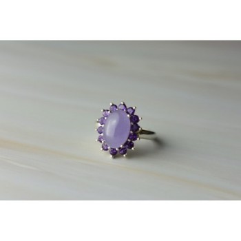 925 Sterling Silver Amethyst Quartz & Purple Tourmaline Ring Size 6.75