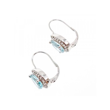 925 STERLING SILVER BLUE TOPAZ & CZ EARRINGS