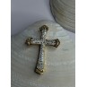 925 Sterling Silver Gold Plated Cz Cross Pendant Length 1.45 inch