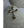 925 Sterling Silver Gold Plated Cz Cross Pendant Length 1.45 inch