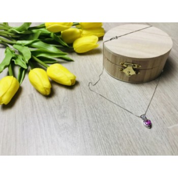 925 Sterling Silver Morganite & CZ Chain With Pendant