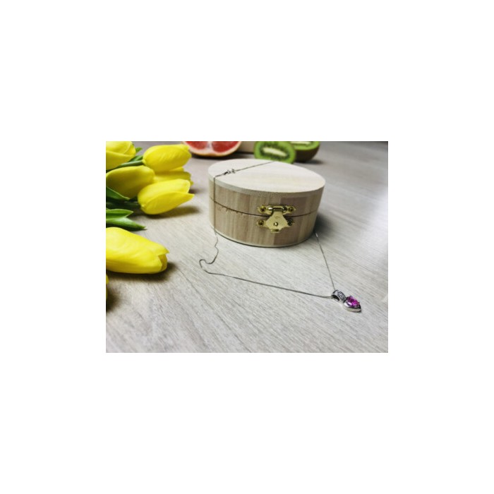 925 Sterling Silver Morganite & CZ Chain With Pendant