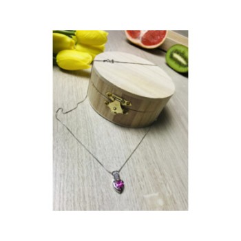 925 Sterling Silver Morganite & CZ Chain With Pendant