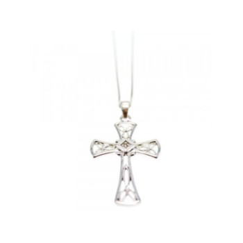 925 Sterling Silver Diamond Chain With Cross