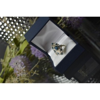 925 Sterling Silver Aquamarine & Colorless Quartz Ring Size 7.25