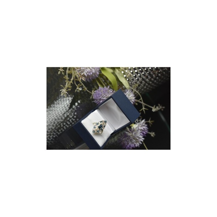 925 Sterling Silver Aquamarine & Colorless Quartz Ring Size 7.25