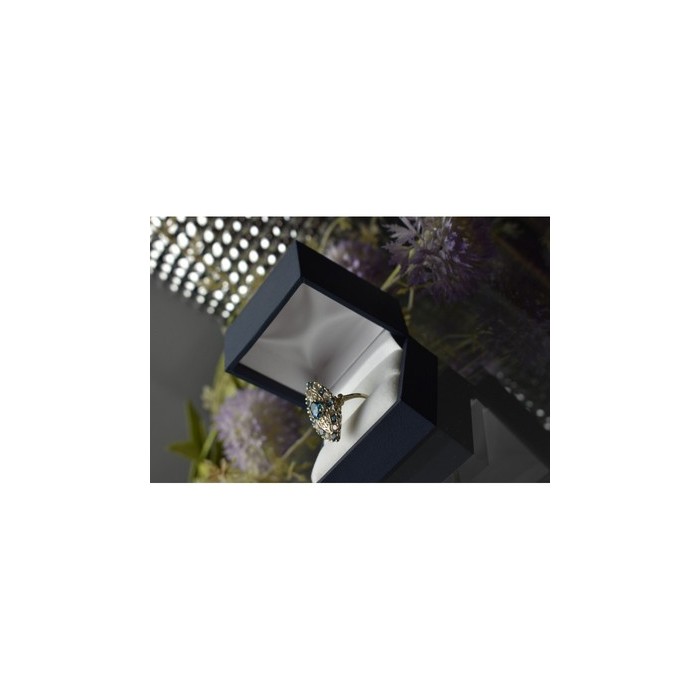 925 Sterling Silver Aquamarine & Colorless Quartz Ring Size 7.25