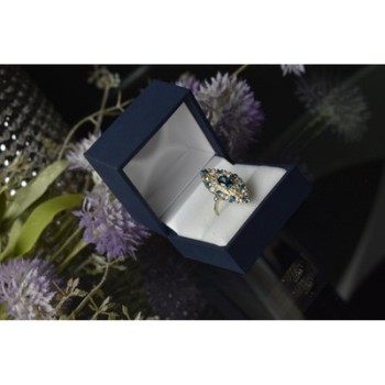 925 Sterling Silver Aquamarine & Colorless Quartz Ring Size 7.25