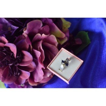 925 Sterling Silver Blue Spinel & CZ Ring Size 8