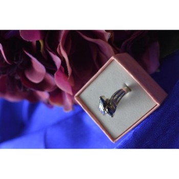 925 Sterling Silver Blue Spinel & CZ Ring Size 8