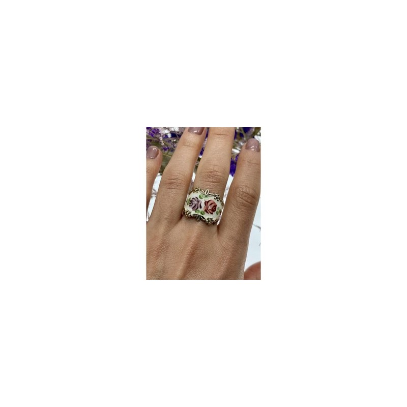 Vintage 925 Sterling Silver Enamel Ring Size 8