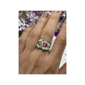 Vintage 925 Sterling Silver Enamel Ring Size 8