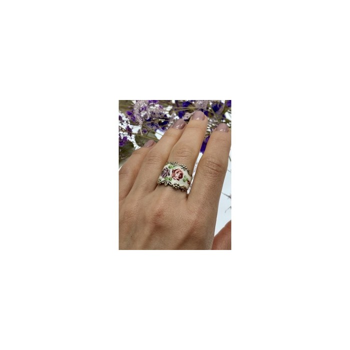 Vintage 925 Sterling Silver Enamel Ring Size 8