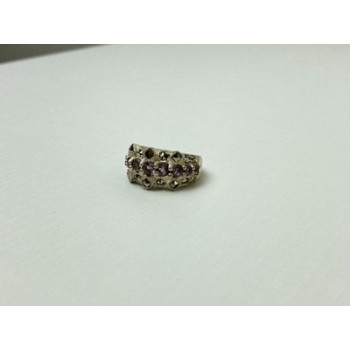 925 Sterling Silver Iolite & Marcasite Ring Size 6.5