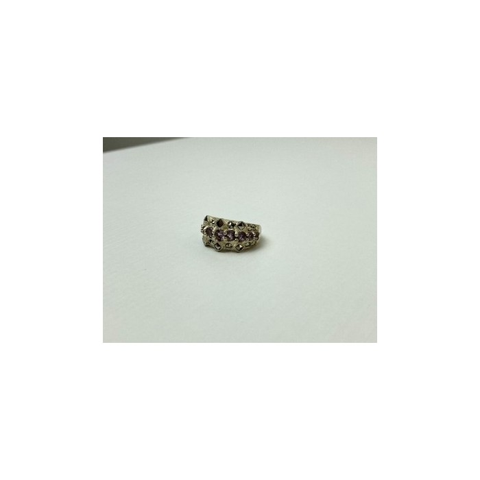 925 Sterling Silver Iolite & Marcasite Ring Size 6.5