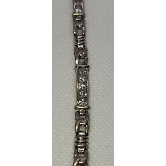 925 STERLING SILVER WHITE QUARTZ BRACELET SIZE 7.25 IN