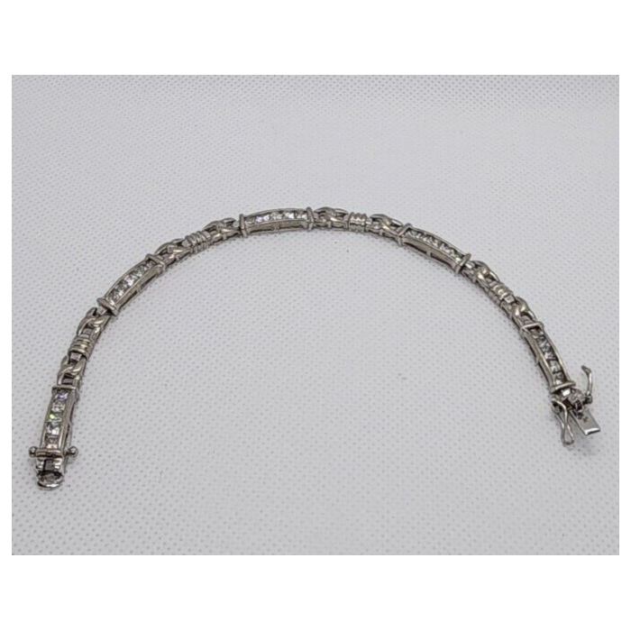 925 STERLING SILVER WHITE QUARTZ BRACELET SIZE 7.25 IN