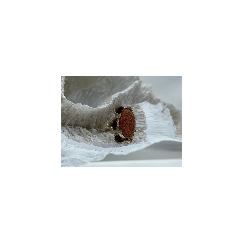 Vintage 925 Sterling Silver Aventurine Ring Size 6