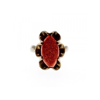 Vintage 925 Sterling Silver Aventurine Ring Size 6