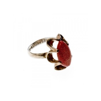 Vintage 925 Sterling Silver Aventurine Ring Size 6