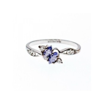 925 Sterling Silver Tanzanite & CZ Ring Size 8