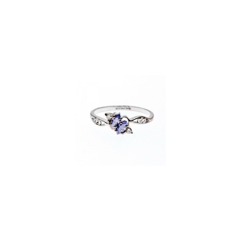 925 Sterling Silver Tanzanite & CZ Ring Size 8