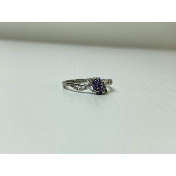 925 Sterling Silver Tanzanite & CZ Ring Size 8