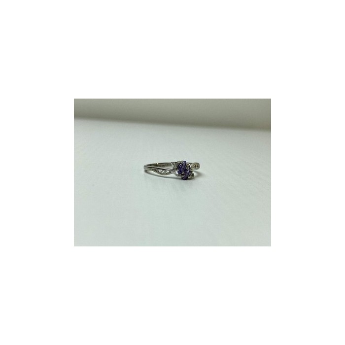925 Sterling Silver Tanzanite & CZ Ring Size 8