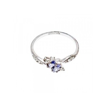 925 Sterling Silver Tanzanite & CZ Ring Size 8