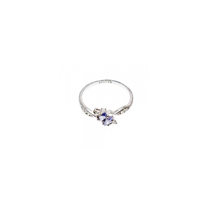 925 Sterling Silver Tanzanite & CZ Ring Size 8
