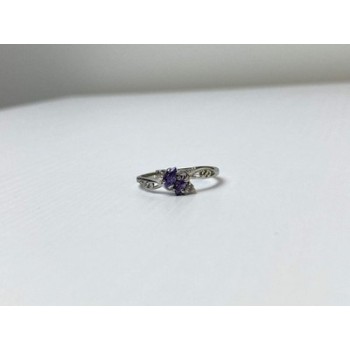 925 Sterling Silver Tanzanite & CZ Ring Size 8